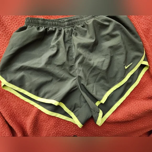 Nike Women's Dark Gray and Yellow Athletic Shorts - Picture 2 of 2